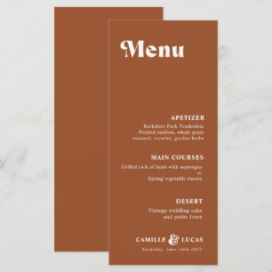 Retro Terracotta Rust Wedding  Menu