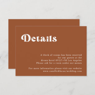 Retro Terracotta Wedding Details card