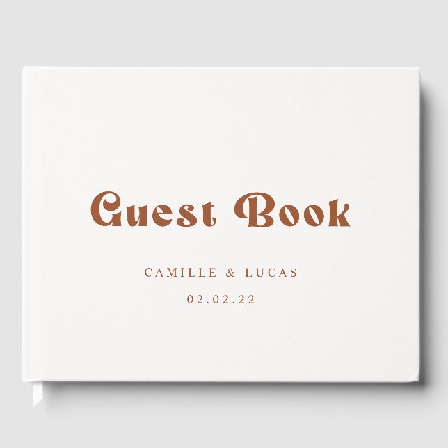 Retro Terracotta wedding guest book (Front)