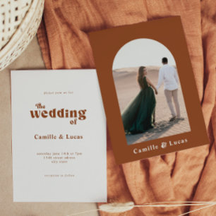 Retro Terracotta Wedding Party Invitation