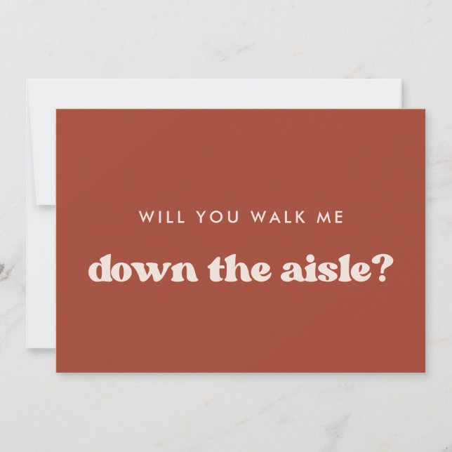 Retro Terracotta Will you walk me down the aisle Invitation (Front)