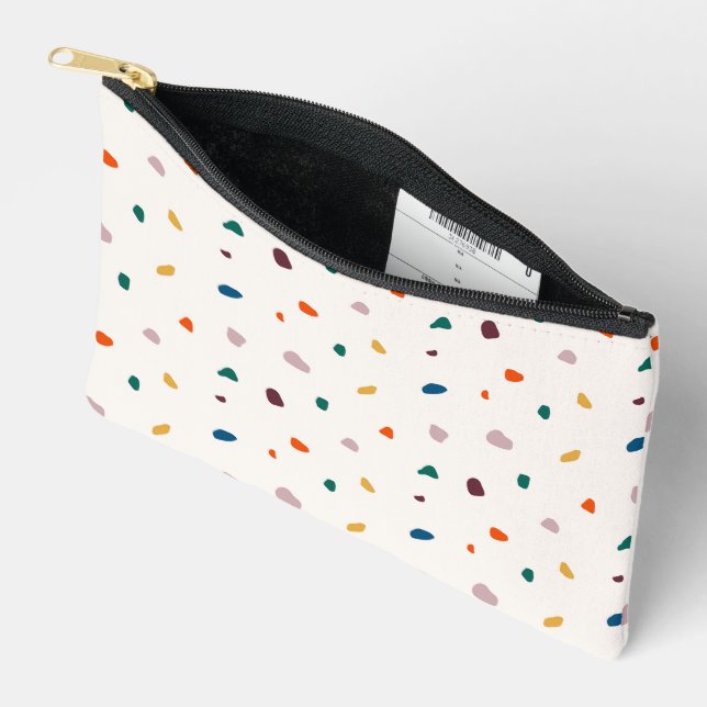 Retro Terrazzo Green Orange Yellow Blue Pattern  Accessory Pouch (Open)