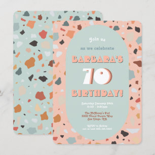 Retro Terrazzo Hippie Boho Birthday Invitation