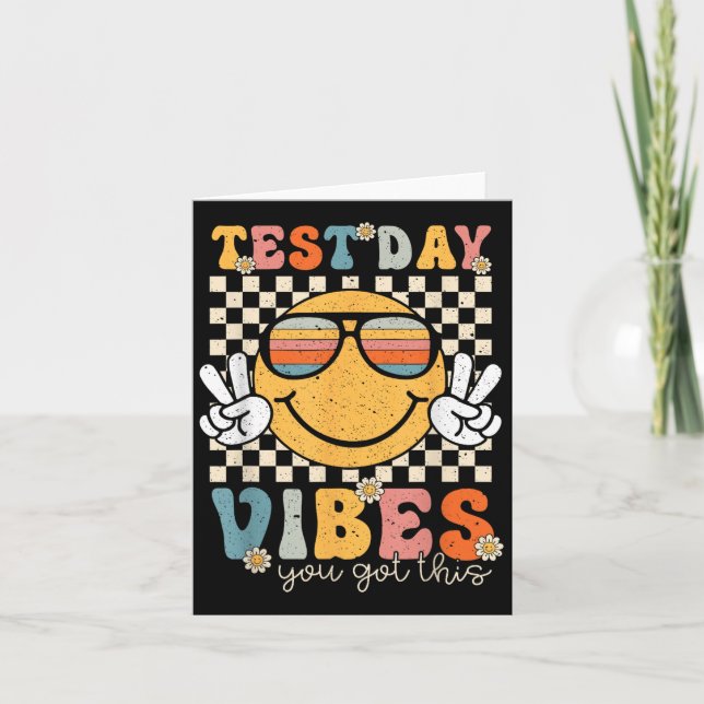 Retro Test Day Vibes You Got This Motivation Teach Card (Front)