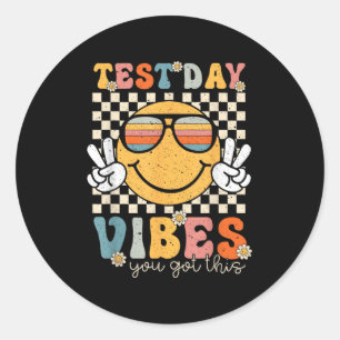 Retro Test Day Vibes You Got This Motivation Teach Classic Round Sticker