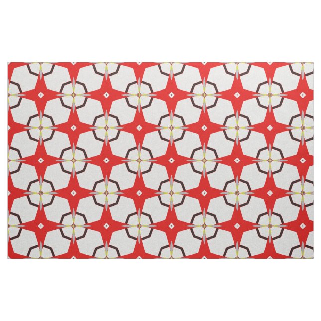 Retro Test Pattern Red Black White Pattern Fabric (Fat Quarter)