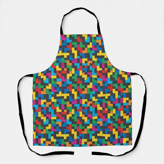 Retro Tetris Blocks Seamless Pattern Apron (Front)