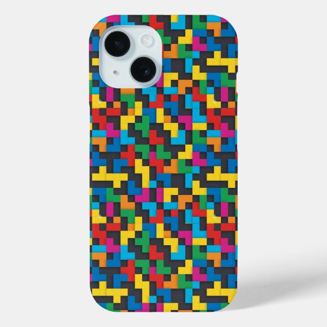 Retro Tetris Blocks Seamless Pattern Case-Mate iPhone Case (Back)