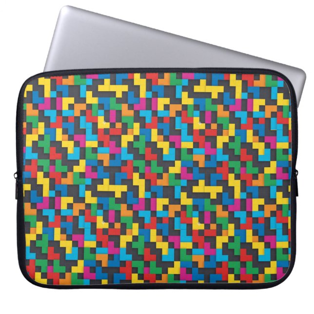 Retro Tetris Blocks Seamless Pattern Laptop Sleeve (Front)