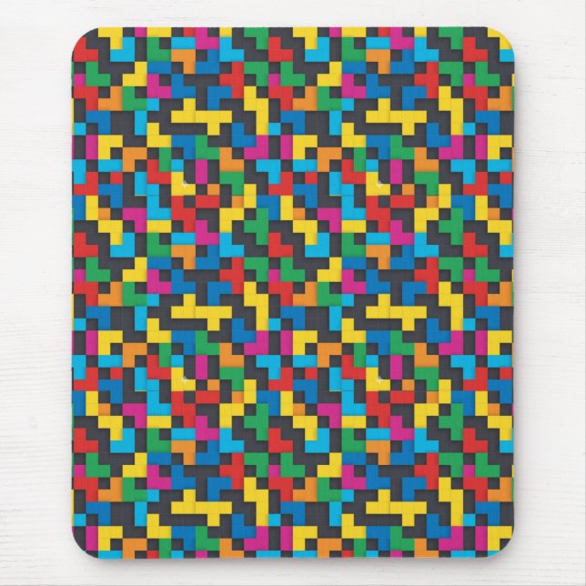 Retro Tetris Blocks Seamless Pattern Mouse Pad (Front)