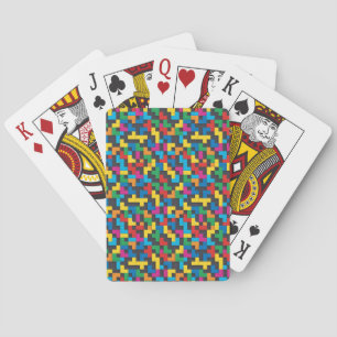 Retro Tetris Blocks Seamless Pattern Playing Cards