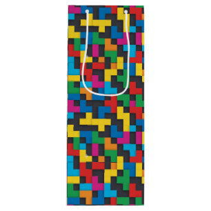 Retro Tetris Blocks Seamless Pattern Wine Gift Bag