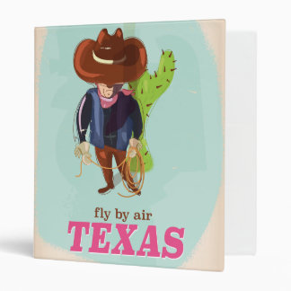Retro Texan cartoon travel poster Binder