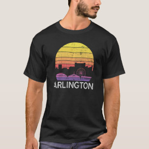 Retro Texas Arlington Skyline Vintage Urban Buildi T-Shirt