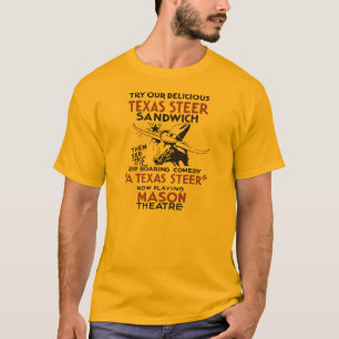 Retro Texas Steer Sandwich and theatre play ad T-Shirt