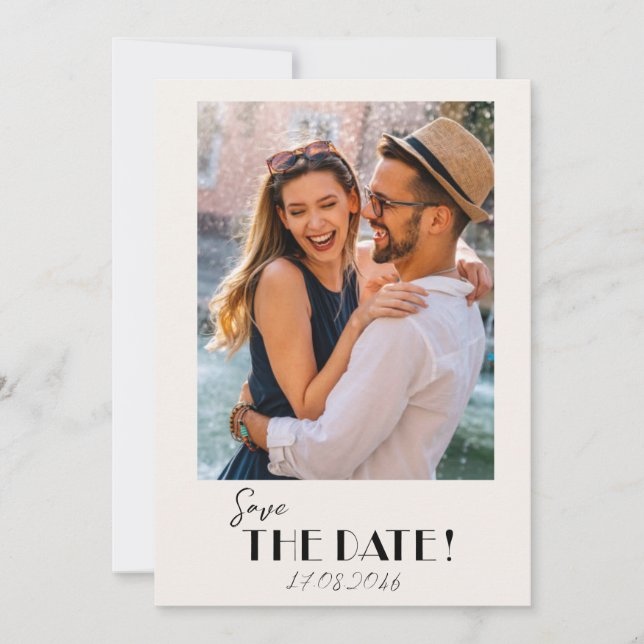 Retro Text and Photo Wedding save the date (Front)