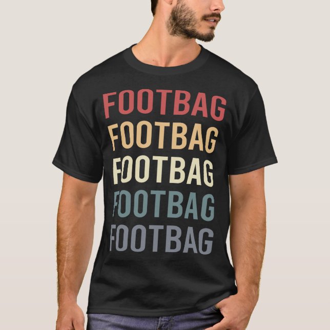 Retro Text Footbag Hacky Sack Sacker T-Shirt (Front)