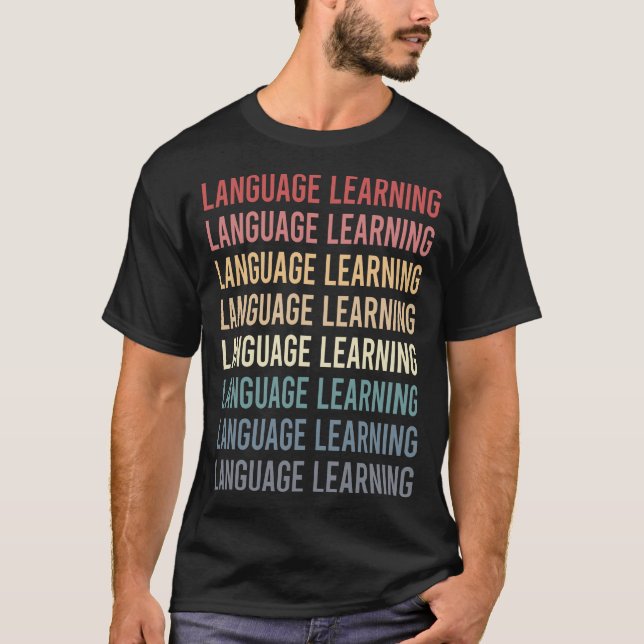 Retro Text Language Learning T-Shirt (Front)