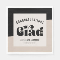 Retro Text Light Tan Graduation Napkins