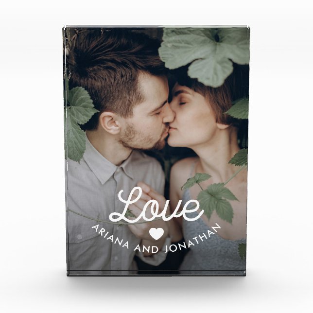 Retro Text | Love with a Heart Photo Block (Front)