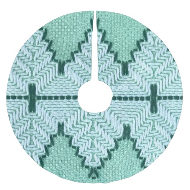 Retro textile yarn couching, graphic pulse. brushed polyester tree skirt (Front)