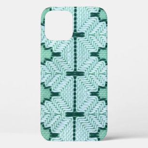 Retro textile yarn couching, graphic pulse. iPhone 12 case