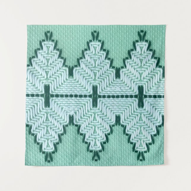 Retro textile yarn couching, graphic pulse. tapestry (Front)