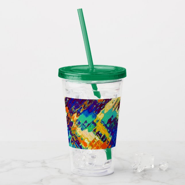 Retro texture abstract design acrylic tumbler (Front Ice)