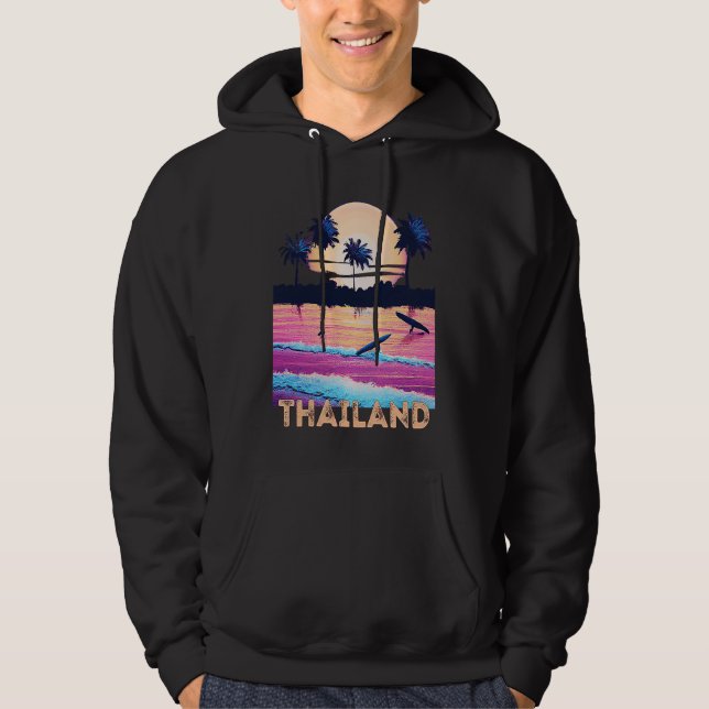 Retro Thailand Thai Souvenir Surf Hoodie (Front)