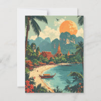 Retro Thailand Tropical Beach Travel