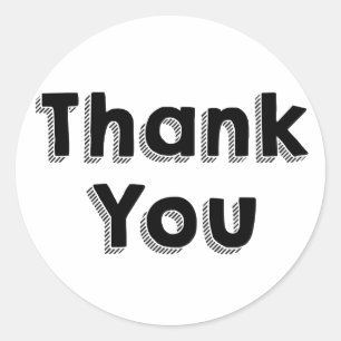 Retro Thank You Black And White  - Wedding, Party Classic Round Sticker