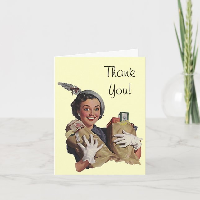 Retro Thank You note Card groceries gifts packages (Front)