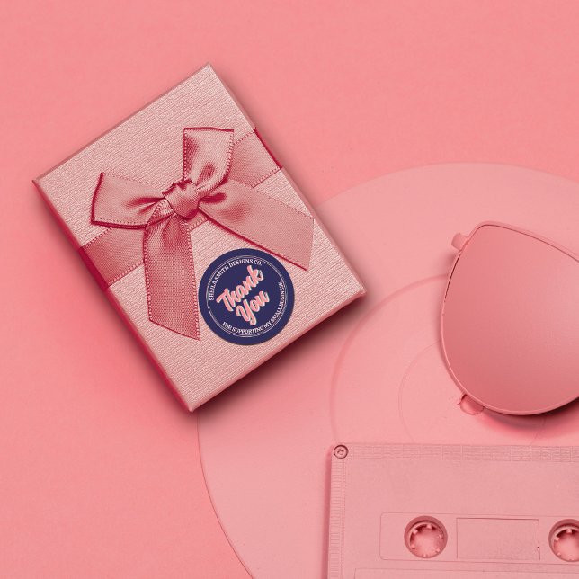 Retro "Thank You" Typography Cool Business Classic Round Sticker (Creator Uploaded)