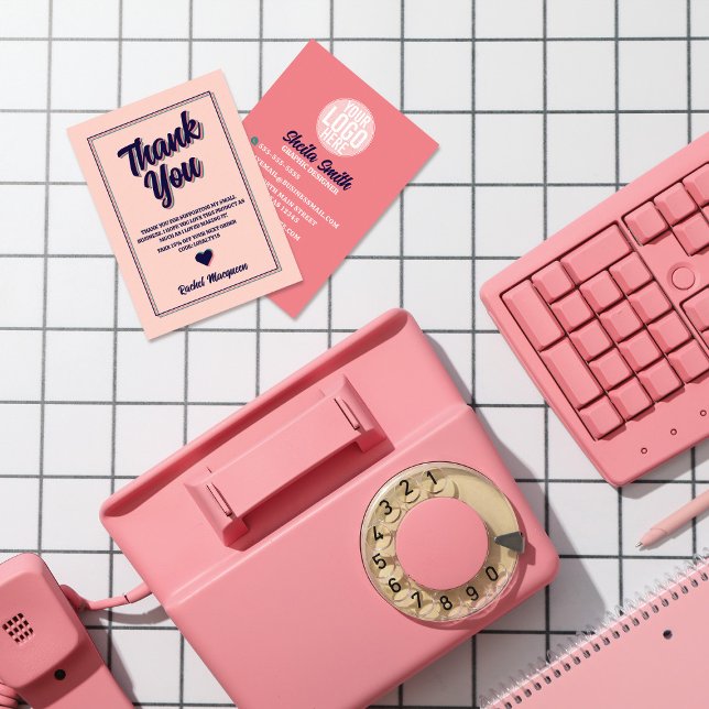 Retro "Thank You" Typography Cool Colour Scheme Business Card (Creator Uploaded)