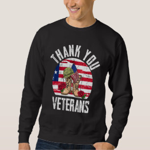 Retro Thank You Veterans Combat Boots Flower Veter Sweatshirt