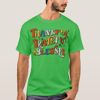 Retro Thankful Grateful Blessed Fall Colours Thank T-Shirt