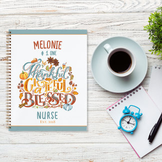 Retro Thankful Grateful Blessed Name Profession Notebook