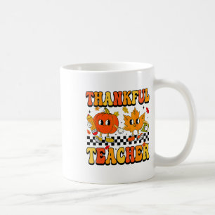 Retro Thankful Teacher Groovy Thanksgiving Fall Wo Coffee Mug