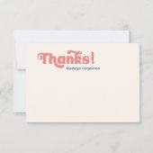 Retro Thanks Coral & Navy | Minimalistic Thank You Card (Front)