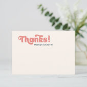 Retro Thanks Coral & Navy | Minimalistic Thank You Card (Standing Front)
