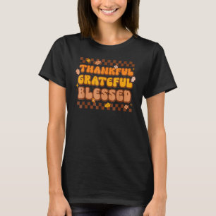 Retro Thanksgiving Autumn Thankful Grateful Blesse T-Shirt