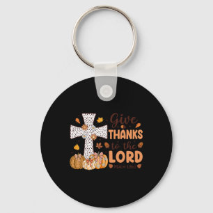 Retro Thanksgiving Give Thank To The Lord Men Wome Keychain