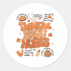 Retro Thanksgiving Nicu Nurse Autumn Thankful Nicu Classic Round Sticker