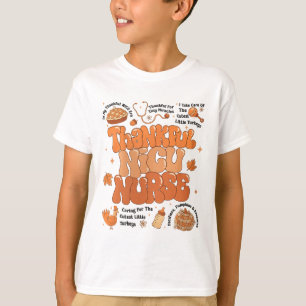 Retro Thanksgiving Nicu Nurse Autumn Thankful Nicu T-Shirt