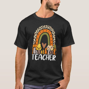 Retro Thanksgiving Teacher Thankful Teacher Rainbo T-Shirt