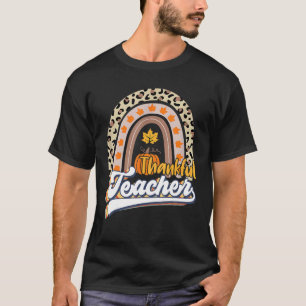 Retro Thanksgiving Teacher Thankful Teacher Rainbo T-Shirt