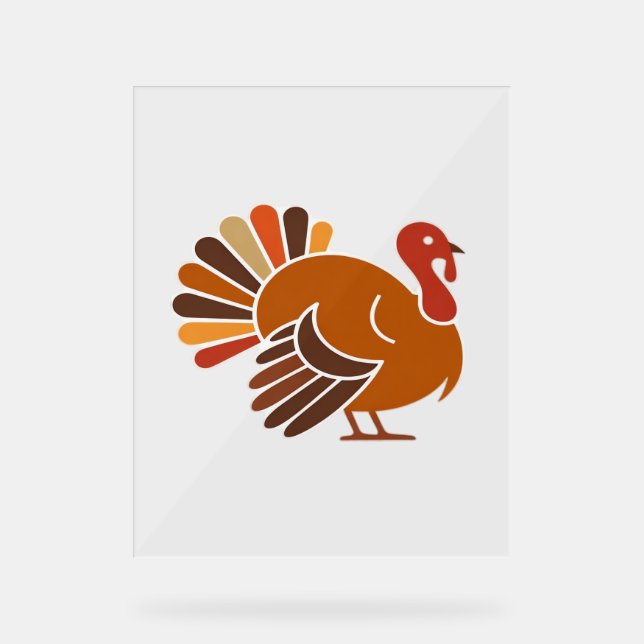 Retro Thanksgiving Turkey – Fall Harvest Design Cl Acrylic Sign (Front)