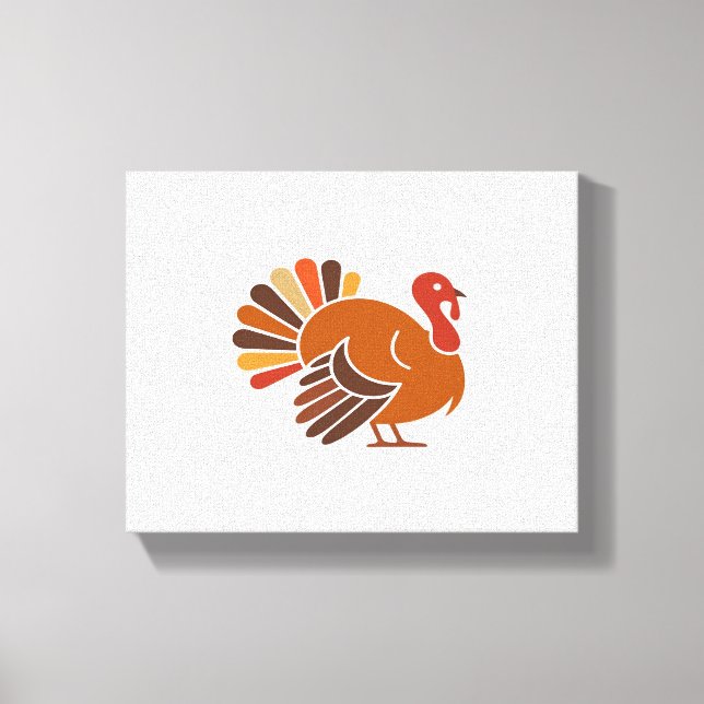 Retro Thanksgiving Turkey – Fall Harvest Design Cl Canvas Print (Front)