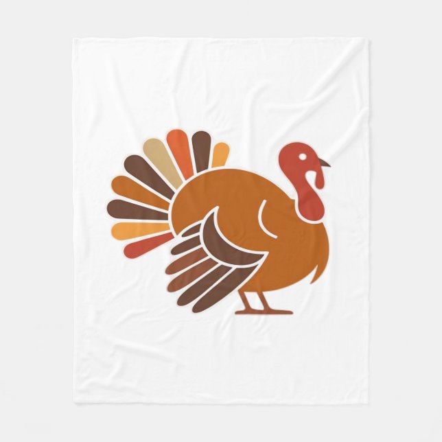 Retro Thanksgiving Turkey – Fall Harvest Design Cl Fleece Blanket (Front)
