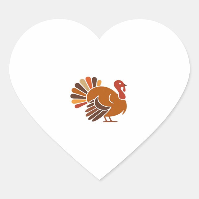 Retro Thanksgiving Turkey � Fall Harvest Design Cl Heart Sticker (Front)